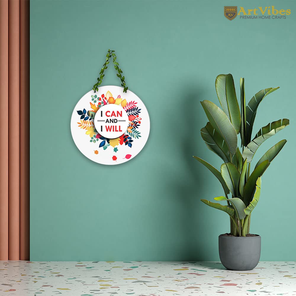 Artvibes I Can and I Will Printed Wooden Wall Hanging | Quotes Decor Item | Motivational Wall Decor Art Piece | Wall Poster | Graphic Artwork | Gift Items | Office Wall Decoration Items (WH_8202N)