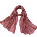 Iba & Isba Women's Plain Crinkled Scarves, Stoles, Hijab (76 x 36 inch) (Dusty Pink)