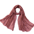 Iba & Isba Women's Plain Crinkled Scarves, Stoles, Hijab (76 x 36 inch) (Dusty Pink)
