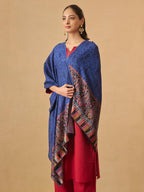 Pashmoda Women Gulpari Kaani Stole, Authentic Kashmiri Luxury Pashmina Style Shawl, Stole, (Size 28x80 Inches, Navyblue Color) MAVST06