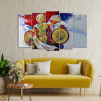 VIBECRAFTS Abstract Art Folk Dance Wall Painting of Five Pieces Set For Home|Office|Living Room|Gift (PTVC5Pcs2_6583)