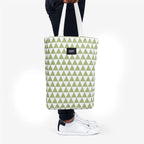 Blissowl Cotton Canvas Tote Bag with Zipper, Large Capacity Shopping Bags, Reusable Printed Bags for Grocery, Shopping, Work & Beach - White and Green (16.5 x 14.5Inch)