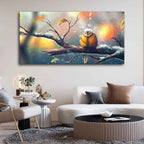 VIBECRAFTS Canvas Paintings for Living Room Drawing Room Bird In Winter Canvas Wall Painting Fitted With Wooden Frame for Home | Office | Gift (PTVCH_2420)