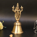 Artvarko Brass Vishnu Hand Held Bell Ghanti for Gods Puja Pooja Gift Spiritual Gifts 6 Inch