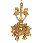 Artvarko Brass Peacock Diya Bells with Chain Wall Hanging 7 Oil Wick Deepak Home Décor Ganti Gift for Puja Temple.