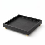 DECORAGE Handmade Black Marble Vanity Tray 20x20x3 cm Multi-Purpose Organizer for Perfumes Cosmetics Jewelry Bathroom Dresser Kitchen Serving Platter Decorative Home Décor Luxury Gift Tray