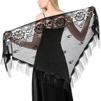 Alexvyan Floral Design Triangle Lace Stole and Wraps for Evening Dresses with Tassels for Evening Party Mesh Wedding Shawls for Summer