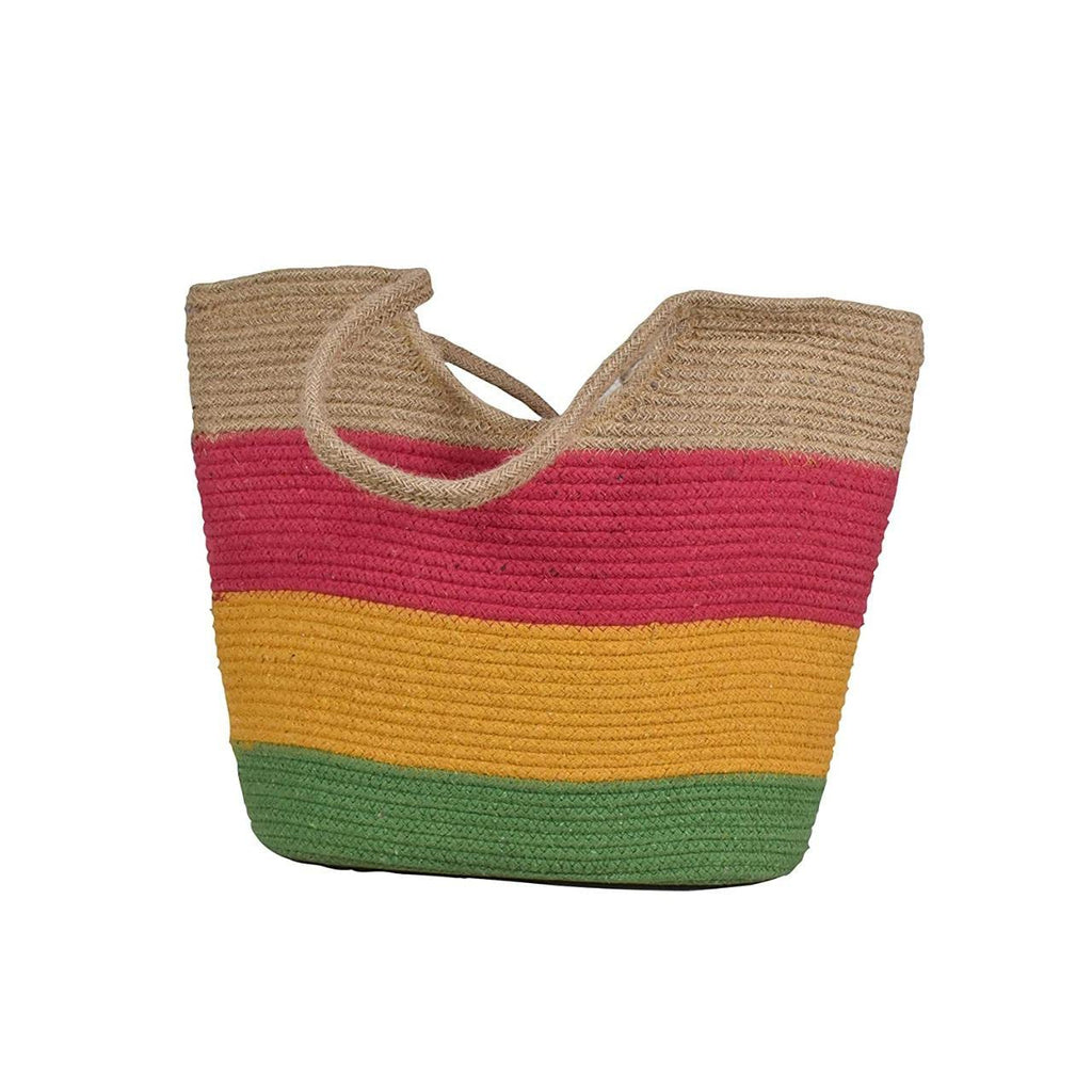 ROSSLYN Big Eco-Friendly Reusable Jute&Cotton Bag for Cloth Shopping Bags for Daily use Market Carry Milk Grocery Fruits Vegetable with Reinforced Handle jhola Bag (MULTI)