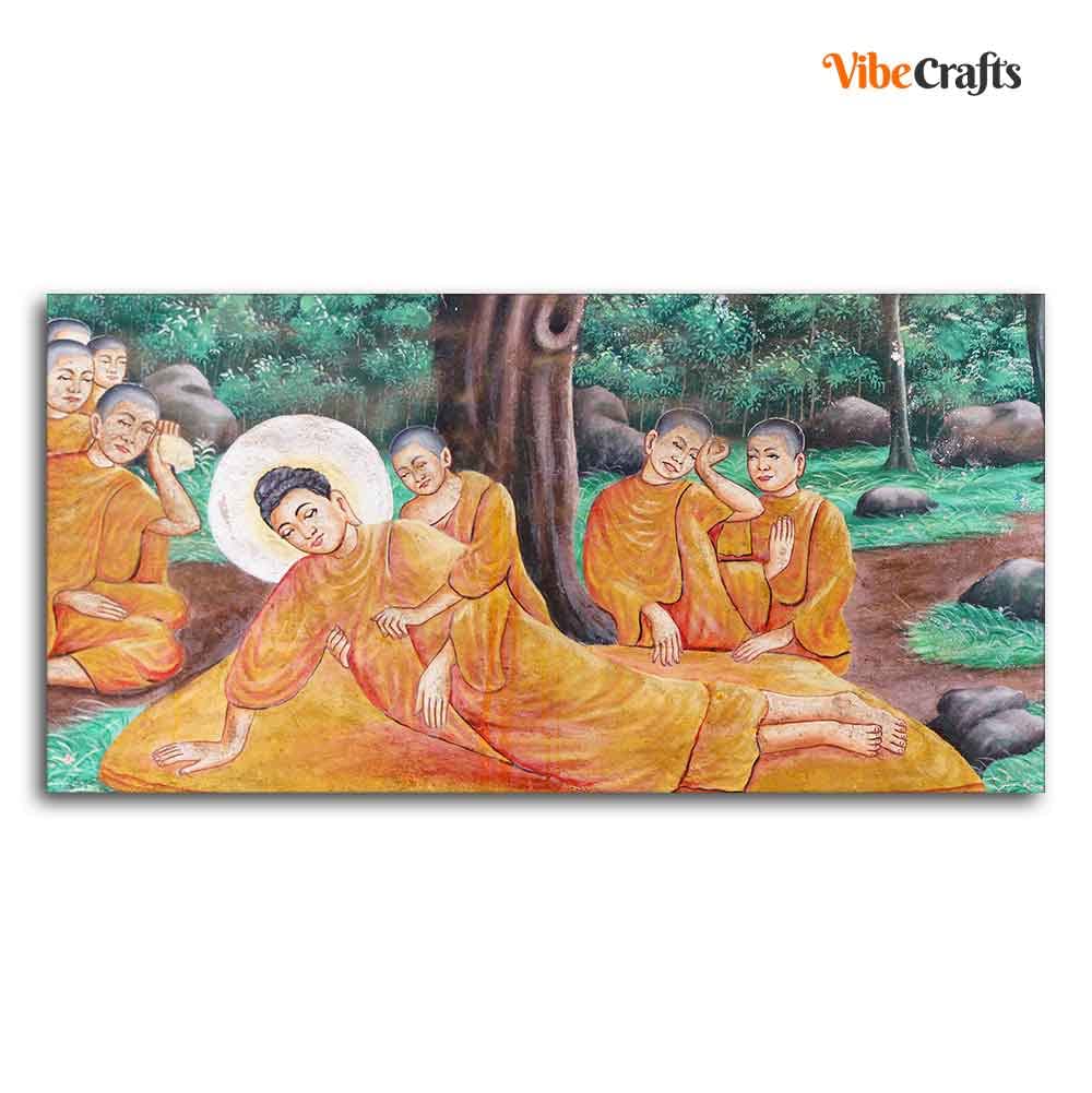 VIBECRAFTS Gautam Buddha Death Premium Canvas Wall Painting With Frame for Living Room Drawing Room Home|Office|Gift (PTVCH_2215)