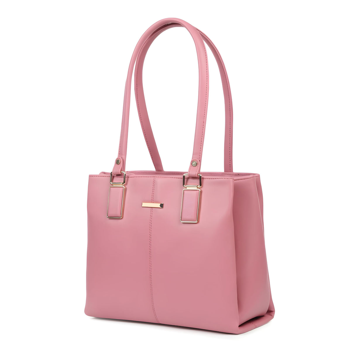 EMPOLUXE Women's Handbag – PU Leather Structured Tote with Dual Handles | Spacious Shoulder Bag for Office, College & Daily Use | Fits A4 Files | Pink