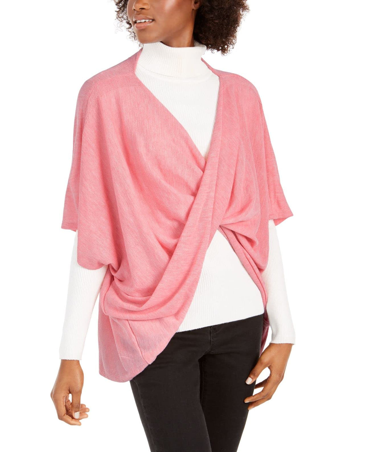 Save the Ocean Recycled Knit Twist Poncho, Blush, One Size