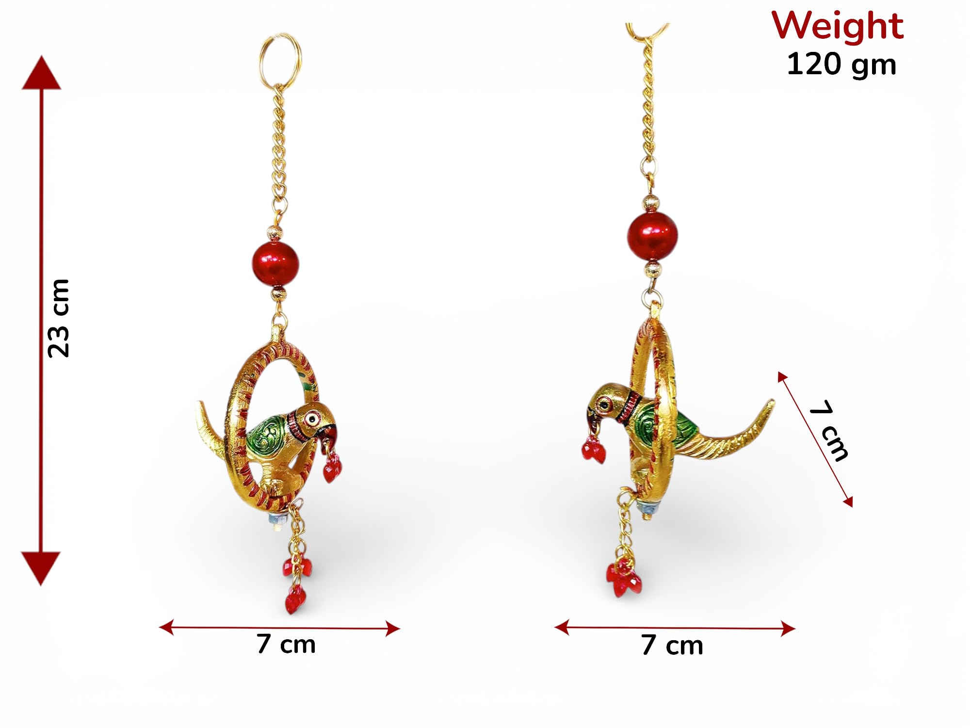 KridayKraft Metal Parrot Statue for Door Hanging, Garden Decor Looks Very Beautiful, Decor Your Home, Office/Hanging Colorful Parrot Showpiece (Set of 2Pcs)