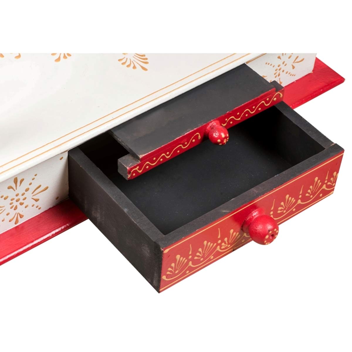 Kamdhenu art and craft Wooden Home Temple (Red And Yellow), 22 Inch