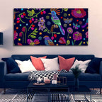 VIBECRAFTS Canvas Paintings for Living Room Drawing Room Canvas Folk Art Painting of Birds, Flowers & Butterfly for Home|Office|Gift(PTVCH_2389)