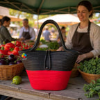 DYARCHY Cotton Rope Woven Tote Bag, Large (MULTI) ZIPPER BAG (COLOR 30)