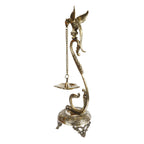 Svarup 24 Inch Gold Color Brass Parrot Long Chain Oil Lamp Diya: Perfect for Home Temple, Deepak Pooja, Camphor/Kapur Burner, Dia Table Top Puja, and Jyot Lighting