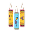 Artvibes African Warli Art Wooden Decoration Item for Living Room | Modern Decoration Items | Handcrafted | Living Room | Cafe | Aesthetic Wooden Decor | Ideal Gifts (WH_8108N), Set of 3