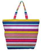JEH BAGS Cotton Folding Button Bag - Strips Printed Womens Tote Bags Eco-Friendly and Sholder Friendly Capacity 52 x 2 x 45.5 cm- Multicolor 1 Pcs.