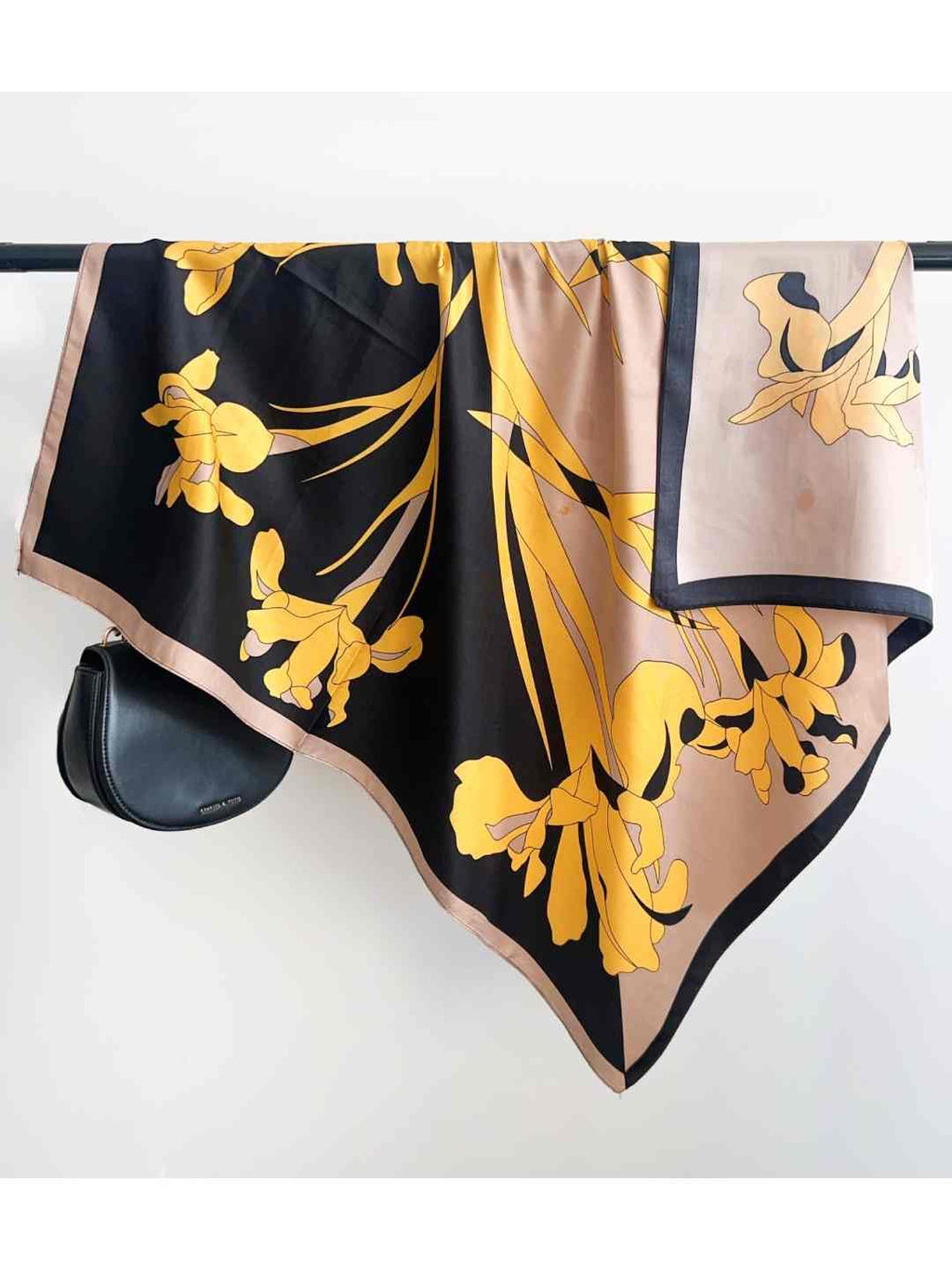 CrossKulture Printed Poly Silken feel Scarf Stole for Women | Stylish, Soft, & Lightweight | Satin Feel Neck, Hair & Head Scarf for Women | Square Silk Stole for Handbag (Colour63)