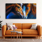 VIBECRAFTS Beautiful Pair of Horses Panoramic Premium Canvas Wall Painting With Frame for Living Room Drawing Room Home|Office|Gift (PTVCH_2225)