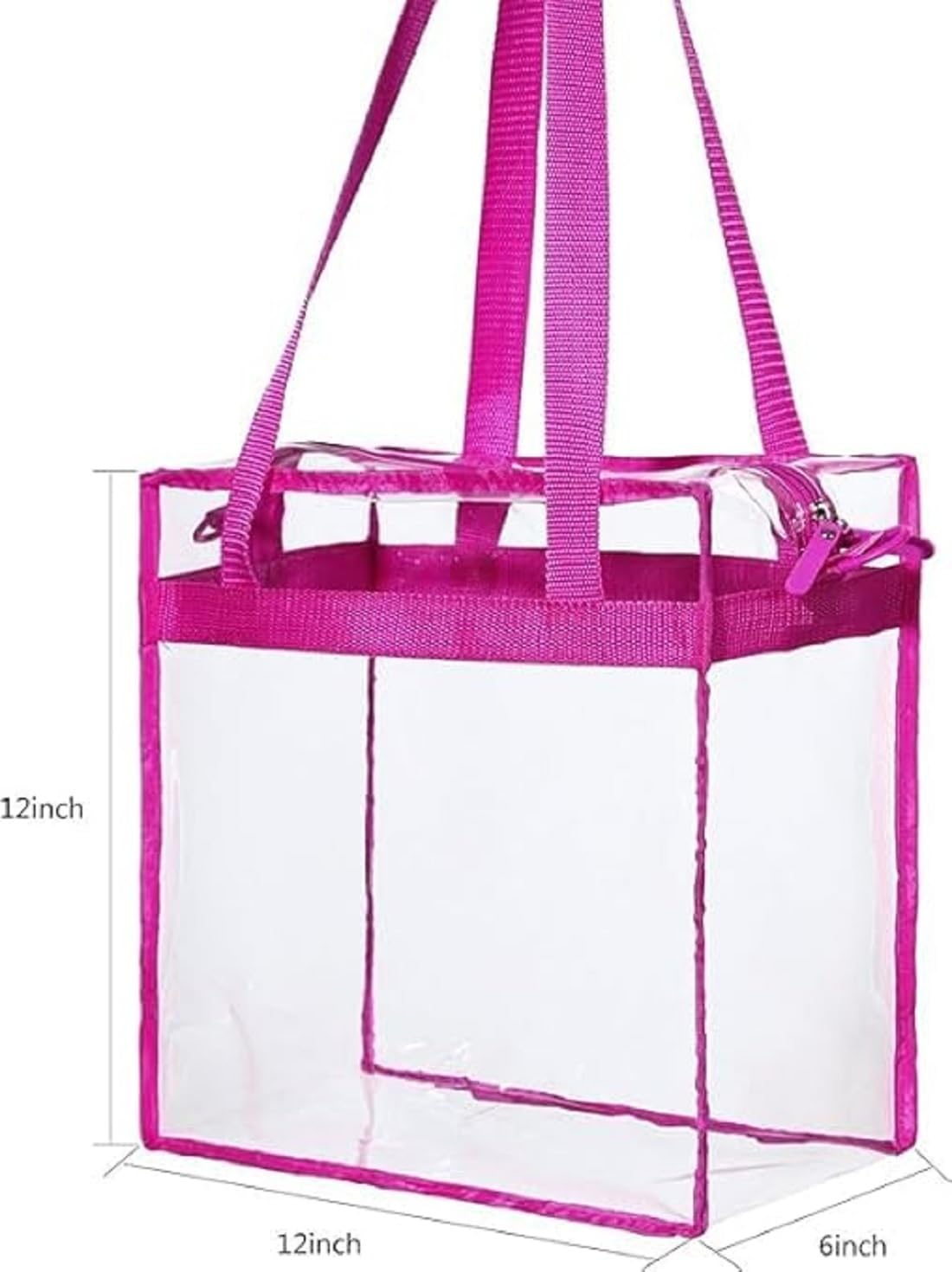 Clear Tote Bag, Stadium Security Approved, See Through Handbag Purse, Transparent Messenger Bag with Zipper Closure Crossbody Shoulder Bag with Adjustable Strap (30x30x16 CM) (Pink)