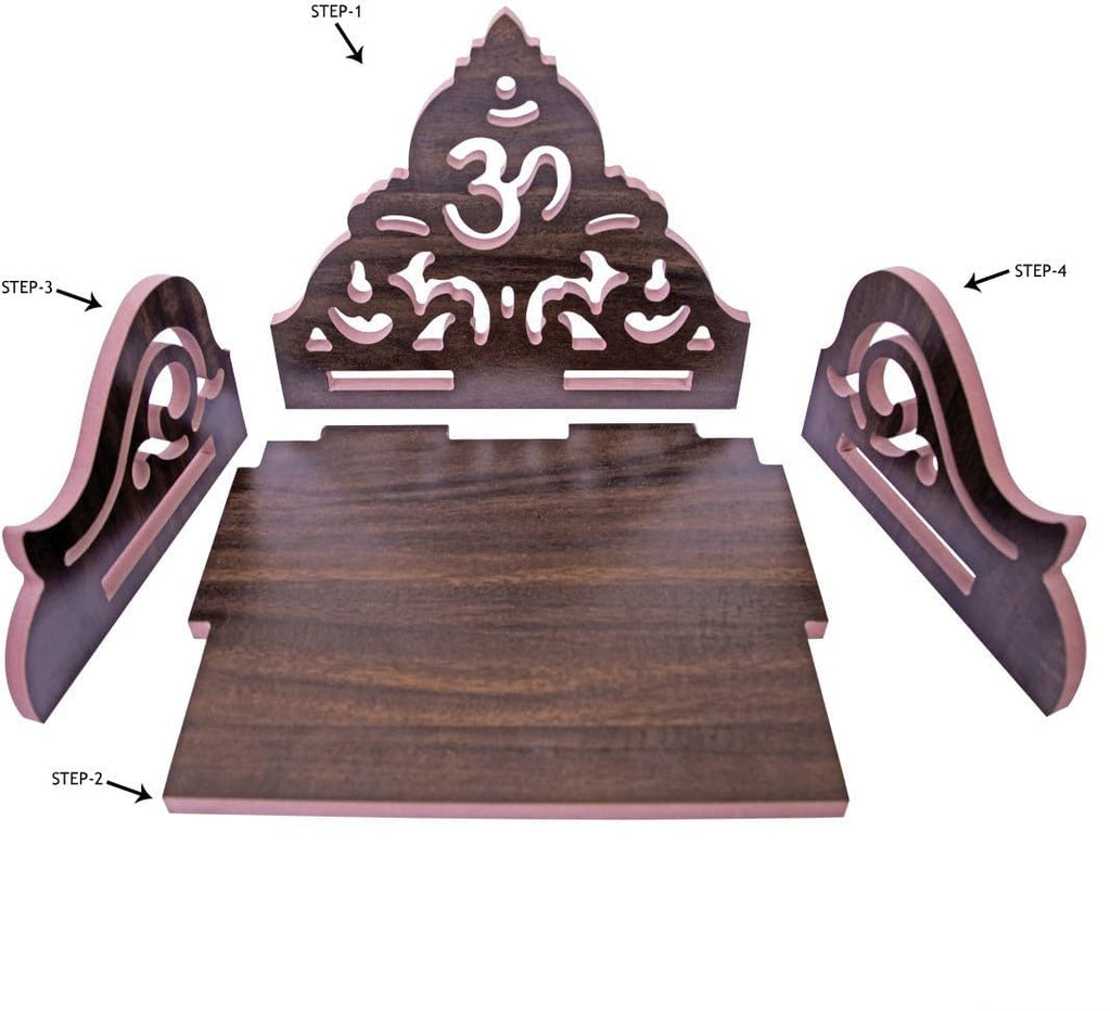 kriyanta Wooden Beautiful Plywood Mandir Pooja Room Home Decor Office OR Home Temple Wall Hanging Product. (D D OMTEM Red 232)