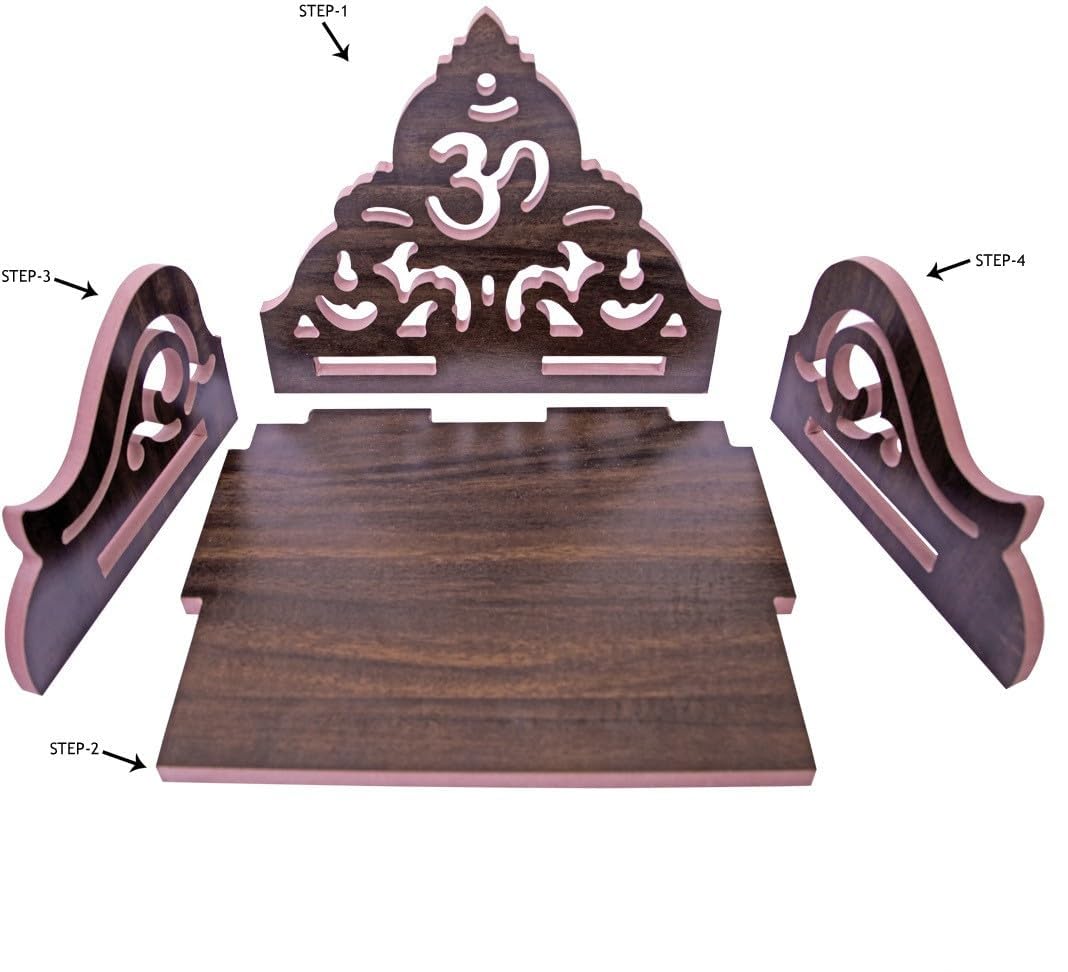 kriyanta Wooden Beautiful Plywood Mandir Pooja Room Home Decor Office OR Home Temple Wall Hanging Product. (D D OMTEM Red 232)