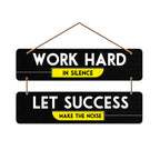 Artvibes Work Hard Motivational Quote MDF Wood Wall Hanger Ornaments | Quotes Decor Item | Motivational Wall Decor | Wall Poster | Graphic Art | Gift Items | Office Wall Decoration Items (WH_5406N)