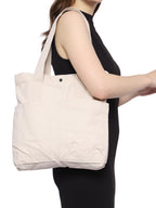 NECAVU Canvas Tote Bag for Women | Aesthetic Canvas College Bag for Girls with Inner & Outer Pockets | Cotton Utility Women Handbags for Shopping, Travel & Daily Use | (Natural, Off-White)