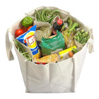 Any Time Unisex-Adult Heavy Duty Cotton Canvas Reusable Vegetable Utility Bag/Grocery Bag/Carry Bag/Shopping Bag With 6 Compartments/Pockets For Organized Storage, White Pack Of 1