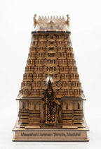Meenakshi Amman Temple Madurai 3D Wooden Model – 10 Inch MDF Gopuram Miniature Replica | Hindu Temple Showpiece for Home Temple, Office Desk, Pooja Room Decor & Housewarming Gift