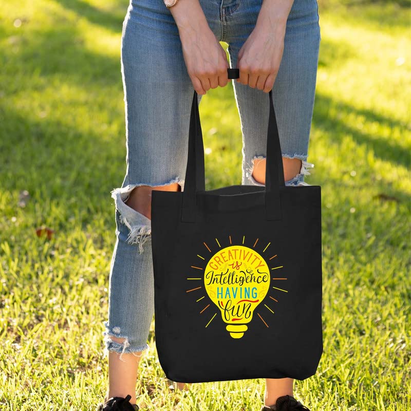 TheYaYaCafe Printed Cotton Black Tote Bag|Multipurpose bag|Lightweight