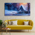 VIBECRAFTS Canvas Paintings for Living Room Drawing Room Beautiful Wall Painting of Old Hut in the Winter Forest Fitted with Wooden Frame for Home|Office|Gift(PTVCH_2288)