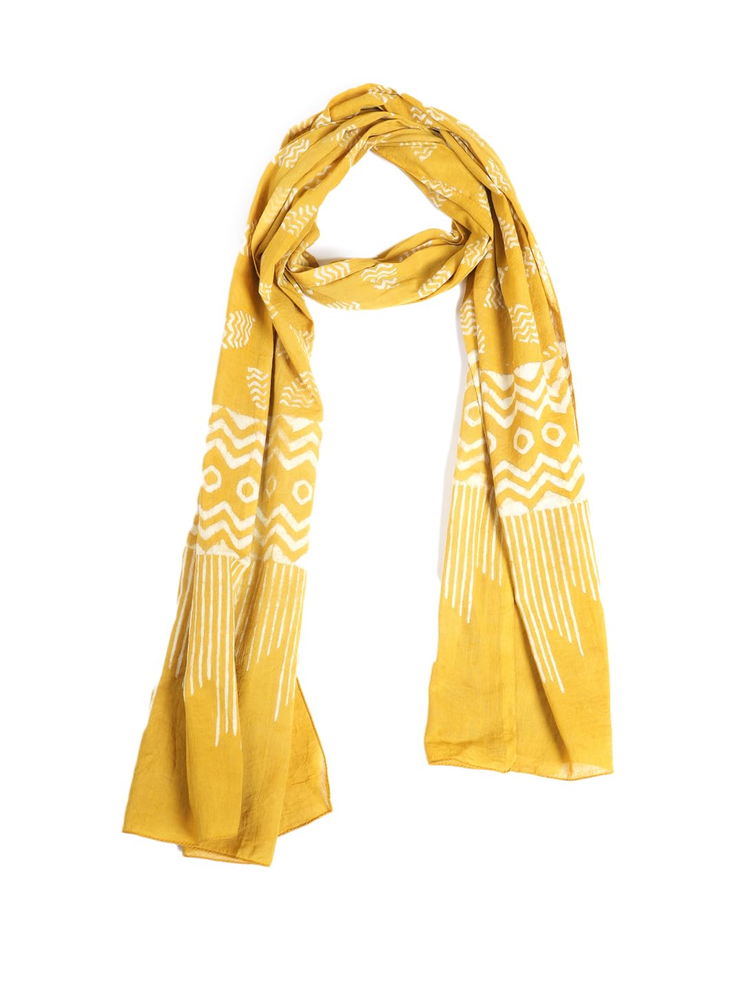 Gutthi Women's Cotton Stoles | Scarf Lightweight & Comfortable for All Seasons, (100X180 CM) (Yellow)