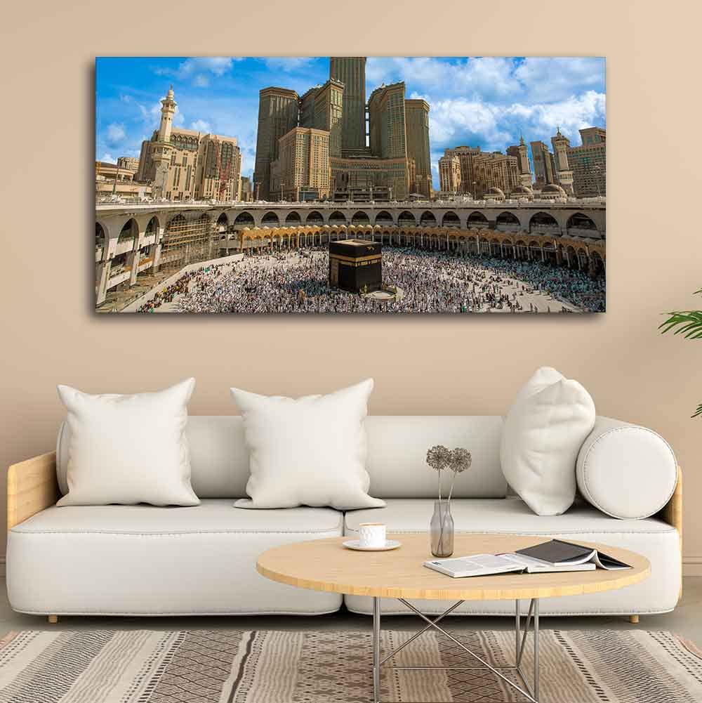 VIBECRAFTS Canvas Paintings for Living Room Drawing Room Skyline Of Mecca Saudi Arabia Canvas Wall Painting Fitted With Wooden Frame For Home | Office | Living Room | Gift (PTVCH_2495)