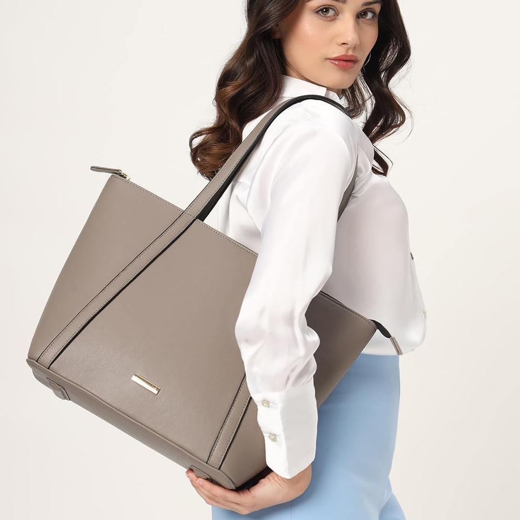 The Gusto AZA - Premium Vegan Leather Tote Bag for Women with Grained Texture | Medium Size Stylish Hand Bag/Shoulder Bag, Fits upto 14 Laptop