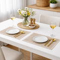 YELONA Leather Dining Table Placemats Set of 2 – Waterproof, Heat Resistant, Anti-Slip, Easy to Clean Table Mats for Dining Table, Kitchen & Home Décor (Tan Beige, 40 x 30 cm) Kafalo