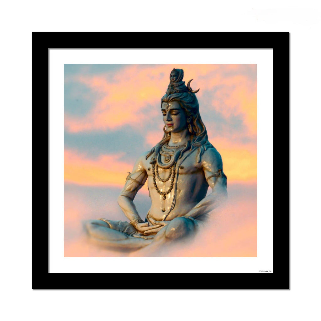VIBECRAFTS Premium Wall Frame Painting of Lord Shiva Sculpture Digital Reprint Posters with Synthetic Wooden Frame Home, Office Decorative Gift Item(11 inch x 11 inch)(PFVC1Pcs4_702)