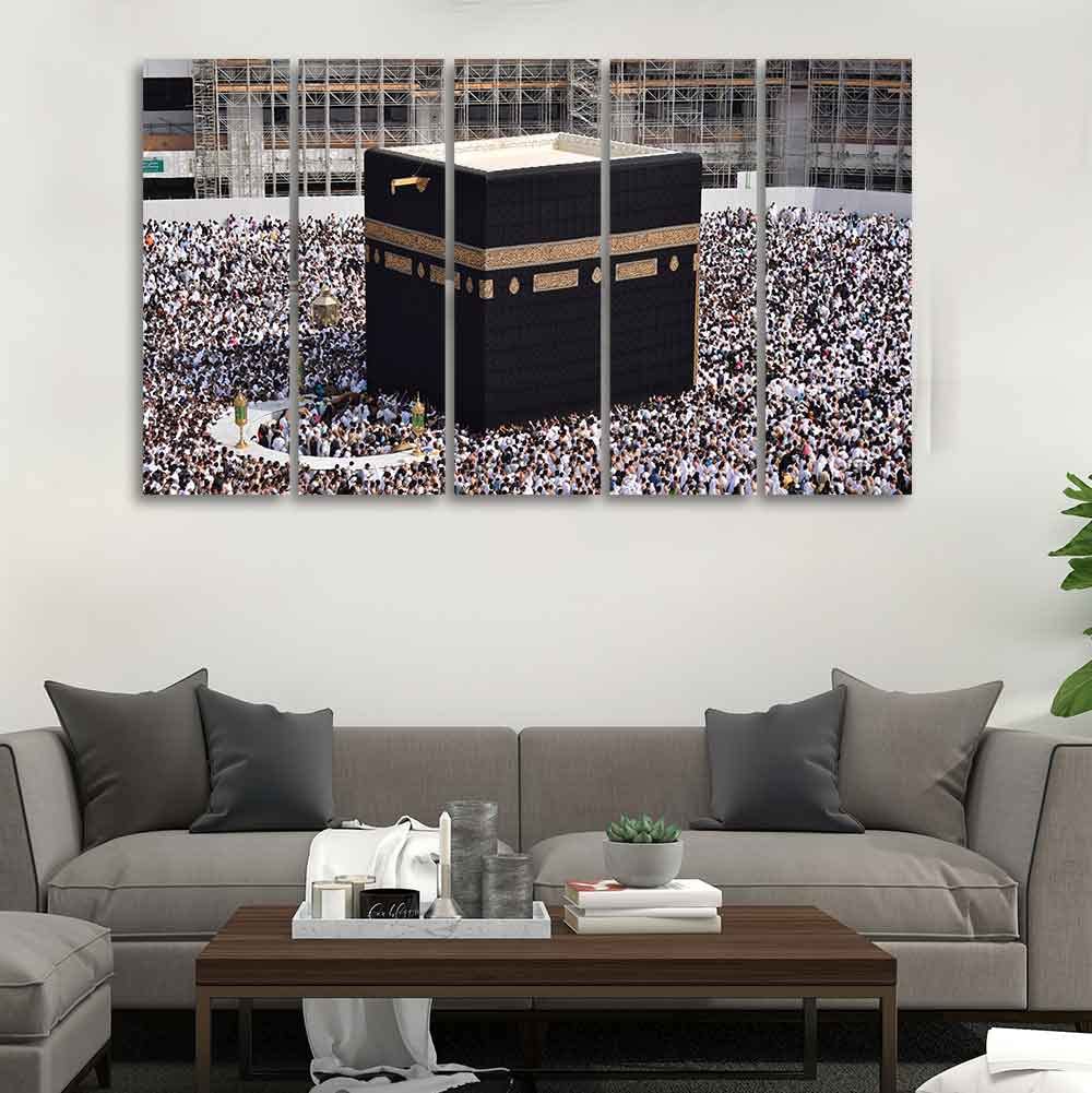 VIBECRAFTS Homcraft Kaaba Premium Wall Painting Set of Five Pieces For Home|Office|Living Room|Gift (PTVC5Pcs4_8563)