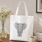 Adorvue Elephant DIY Art Tote Bag for Kids & Adults – Reusable Canvas Cotton Tote Bag for DIY Painting & Creative Activities, Stylish Eco-Friendly Bag for Shopping, Travel & College Pack of 1