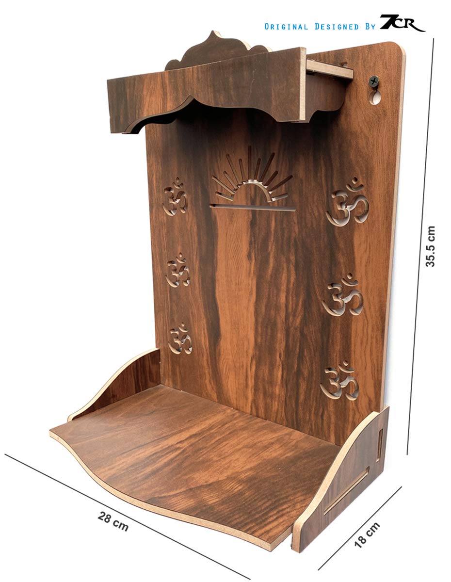 7CR Wood Art and Craft Temple (Brown_35.5 x 28 x 18 cm)