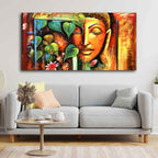 VIBECRAFTS Canvas Paintings for Living Room Drawing Room Divine Gautam Buddha Face Canvas Wall Painting Fitted With Wooden Frame For Home | Office | Living Room | Gift (PTVCH_2493)