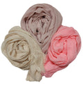 IBA ISBA COLLECTIONS Women's Crinkle Cotton Scarf, Stoles, Hijab (80 x 190 Cms) (Combo3units)