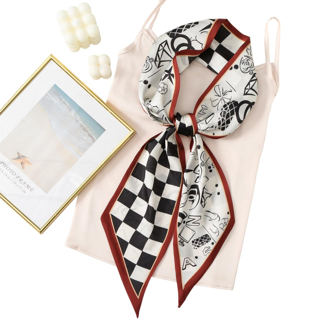 CorssKulture Lightweight Satin Ribbon Scarf for Women's 150 x 15 cm | Silky Soft Scarf Perfect for Gifting (Colour8)
