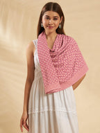 Ravaiyaa - Attitude is everything Sanganer Hand Block Printed Scarves Pure Cotton Scarf Square Hijab Dupatta 40 X 40 Inch (Peach Pink Floral)