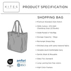 KITES CREATIONS 100% Cotton Shopping Bag, Stylish & Shoulder Tote with Inner Pocket, Perfect for Grocery, Travel, Shopping, Chambray Slub (14”x17.5”x5.5”), Set of 10 - Bronze