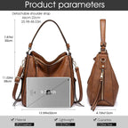 Zibuyu Tote Handbag for Women Faux Leather Shoulder Crossbody Brown