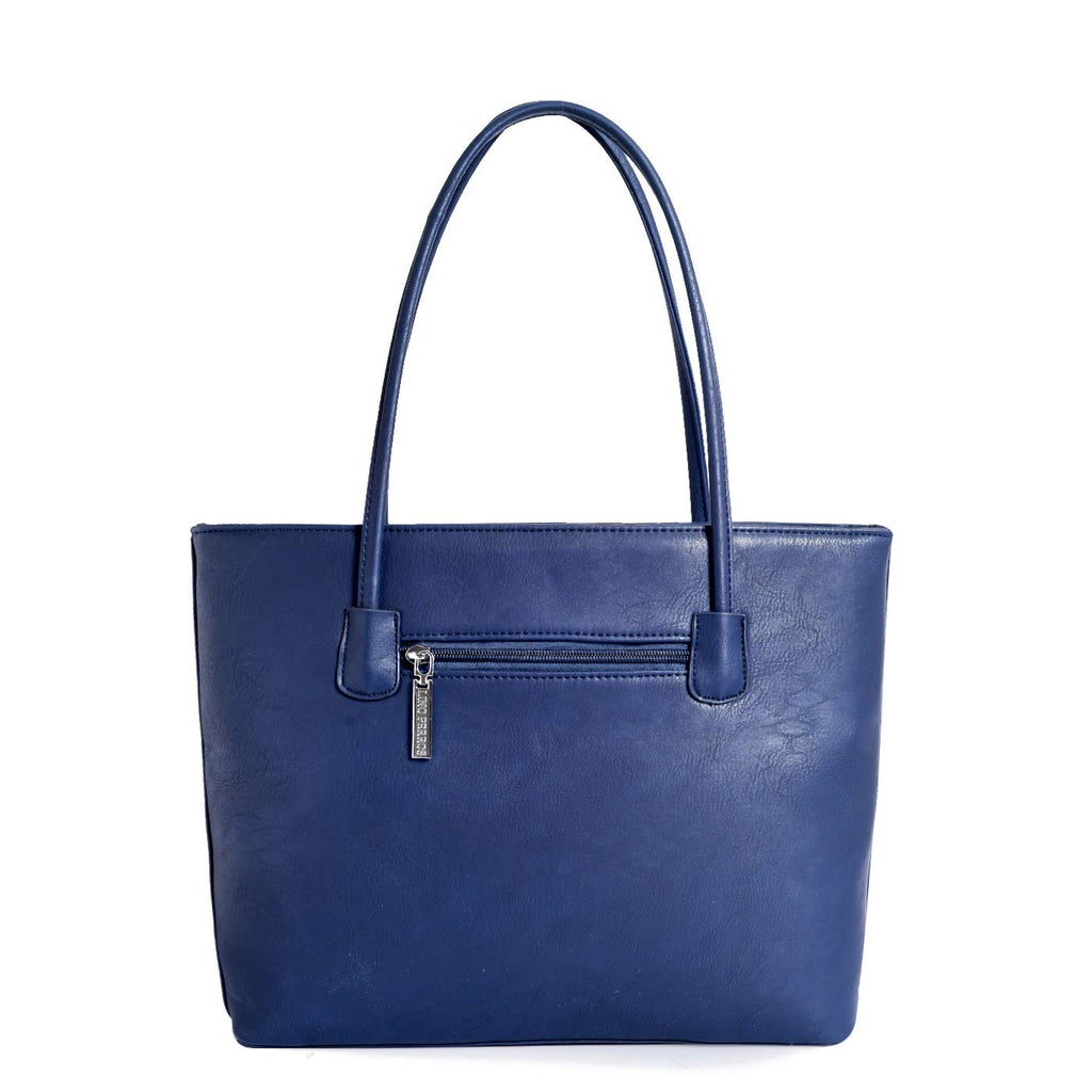 Lino Perros Women Navy Leatherette Zipper Tote Bag