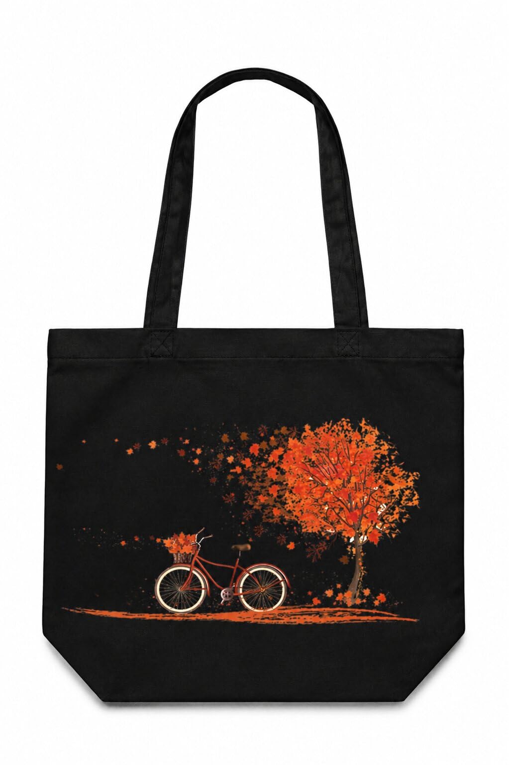 ECOEK Stylish Canvas Tote Bag for Women, Reusable Trendy Zipper Handbag with Pocket, Lightweight Aesthetic Cotton Tote for College, Office, Travel & Daily Use-Cycle Black