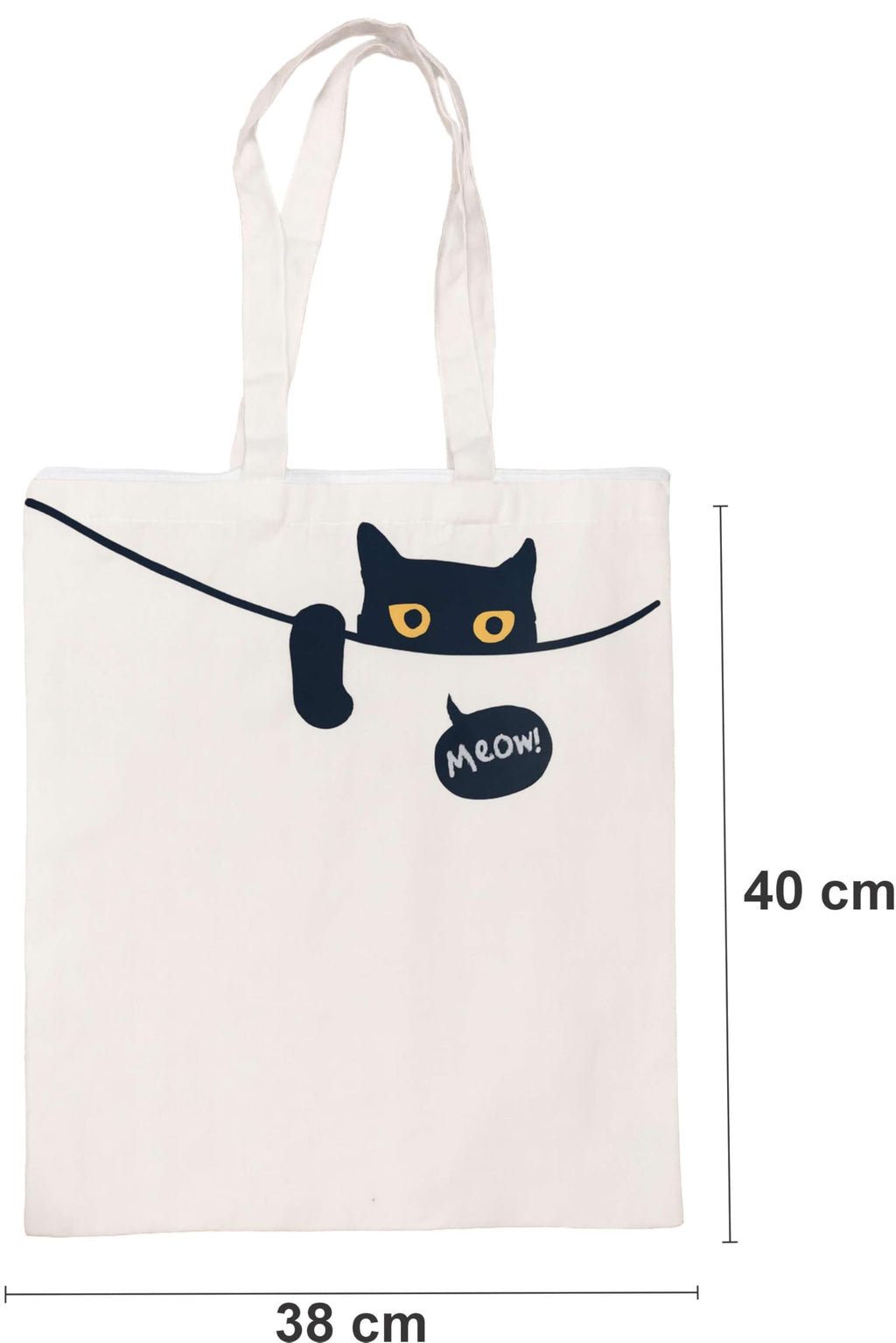 PB Pearlbags Canvas Tote Bag With Zip For Women, Duplex Printed Tote Bags for Women For Travelling, Shopping and College, Eco-friendly Stylish Modern Canvas Tote bags Meow-Offwhite